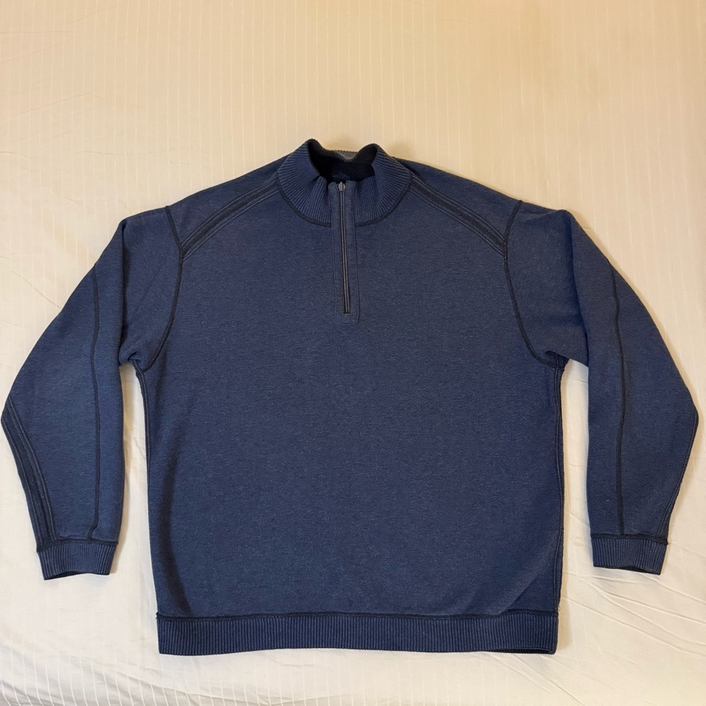 Tommy Bahama Reversible Blue & Black Half-Zip Sweater